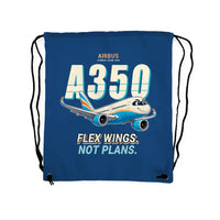 Thumbnail for Airbus A350-900 - Drawstring Bag - Cartoon - Blue