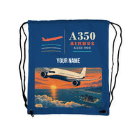 Thumbnail for Airbus A350-900 - Drawstring Bag - Classic + Name - Blue