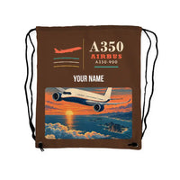 Thumbnail for Airbus A350-900 - Drawstring Bag - Classic + Name - Brown