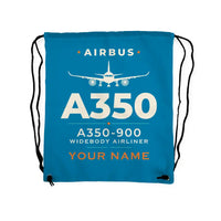 Thumbnail for Airbus A350-900 - Drawstring Bag - Heritage + Name - Light Blue
