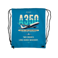 Thumbnail for Airbus A350-900 - Drawstring Bag - Original - Light Blue