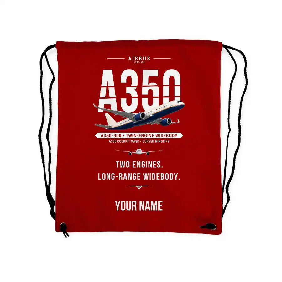 Airbus A350-900 - Drawstring Bag - Original + Name - Red