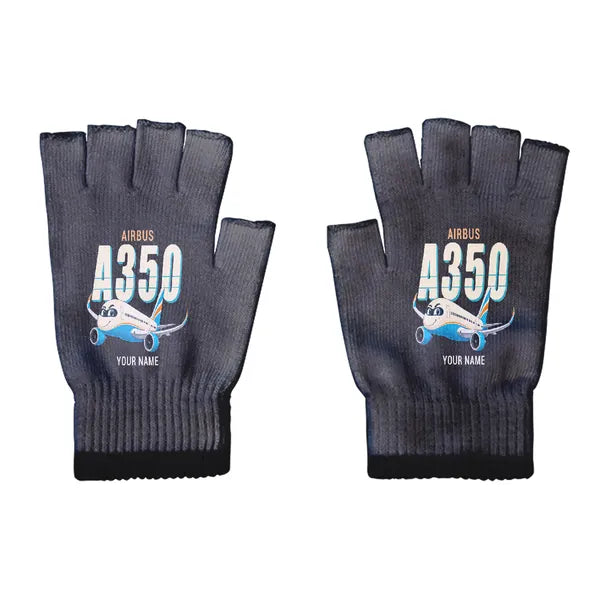 Airbus A350-900 - Gloves - Cut - Cartoon + Name - Black