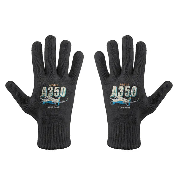 Airbus A350-900 - Gloves - Full - Cartoon + Name - Black