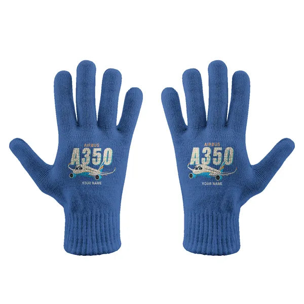 Airbus A350-900 - Gloves - Full - Cartoon + Name - Blue