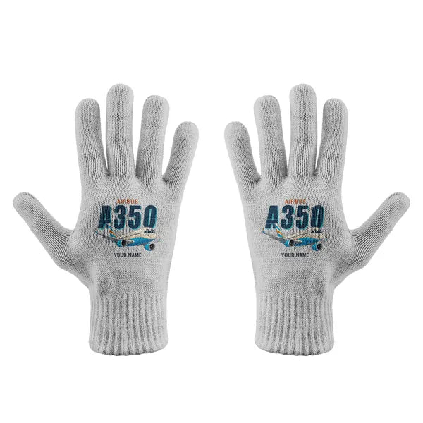 Airbus A350-900 - Gloves - Full - Cartoon + Name - Light Gray