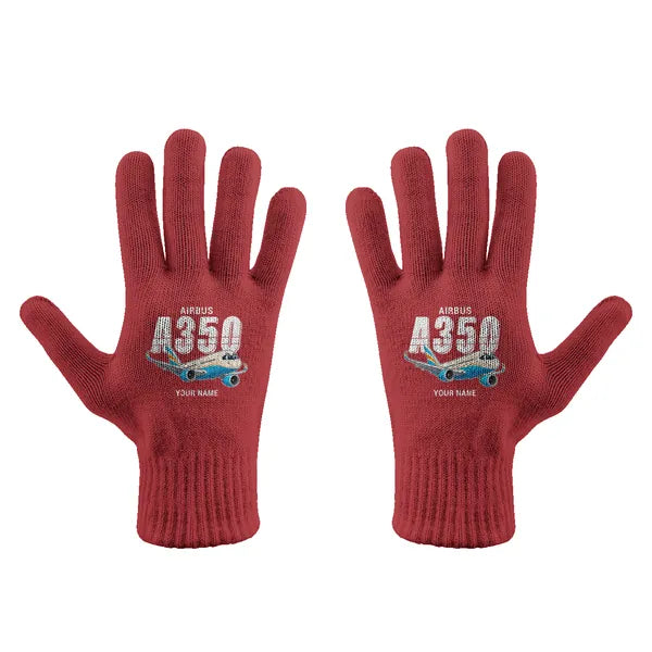 Airbus A350-900 - Gloves - Full - Cartoon + Name - Red