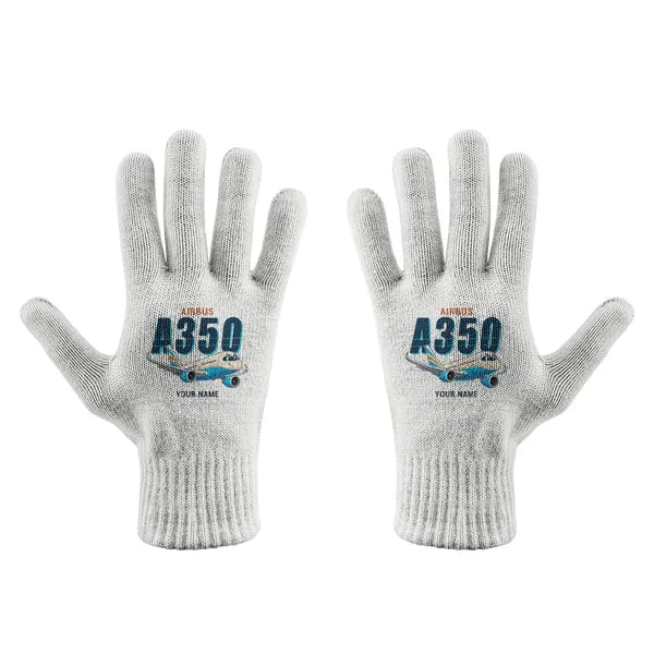 Airbus A350-900 - Gloves - Full - Cartoon + Name - White