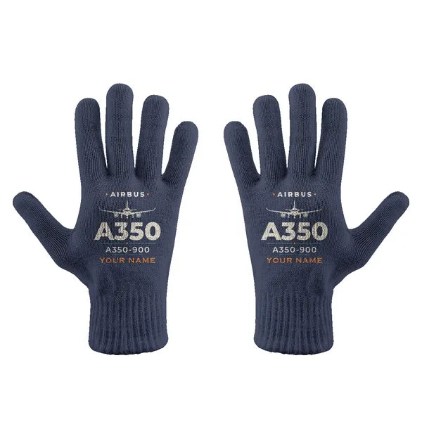 Airbus A350-900 - Gloves - Full - Heritage + Name - Navy Blue