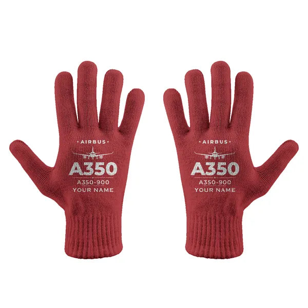 Airbus A350-900 - Gloves - Full - Heritage + Name - Red