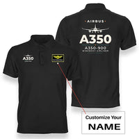 Thumbnail for Airbus A350-900 - Heritage - Double-Side Polo - Black + Name