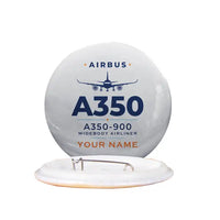 Thumbnail for Airbus A350-900 - Heritage + Name - Pin - Light Gray