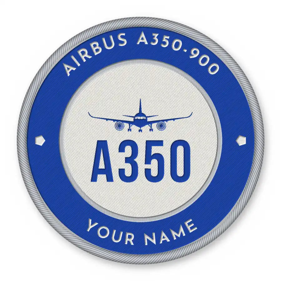 Airbus A350-900 Patches - Circle + Name - Royal White