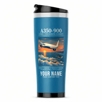 Thumbnail for Airbus A350-900 - Poster + Name - Stainless Steel (No Holder) - Light Blue