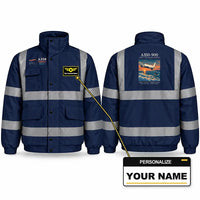 Thumbnail for Airbus A350-900 Reflective Winter Jackets - Poster + Name - Navy Blue