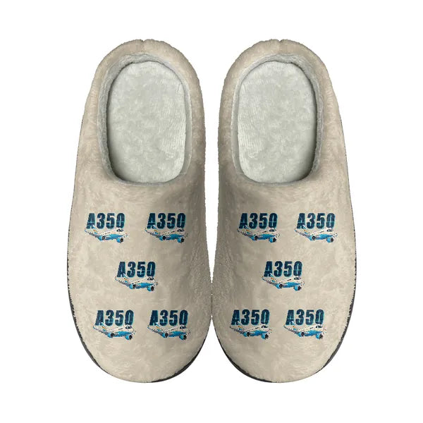 Airbus A350-900 - Slippers - Cotton - Cartoon Pattern - Beige