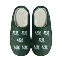 Thumbnail for Airbus A350-900 - Slippers - Cotton - Cartoon Pattern - Dark Green