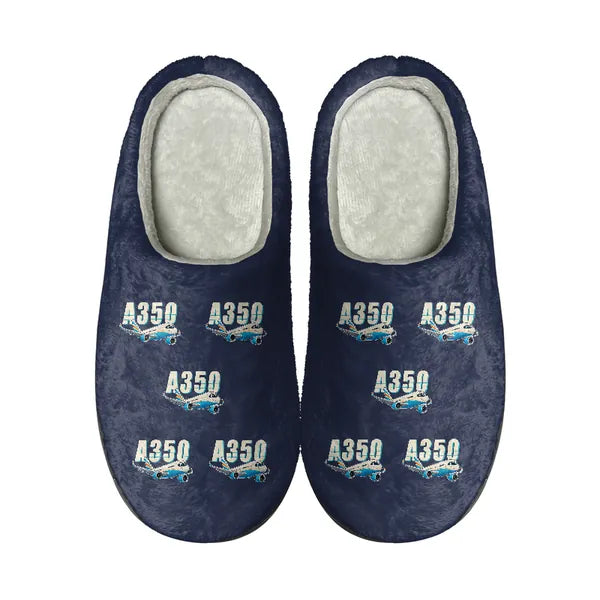 Airbus A350-900 - Slippers - Cotton - Cartoon Pattern - Navy Blue