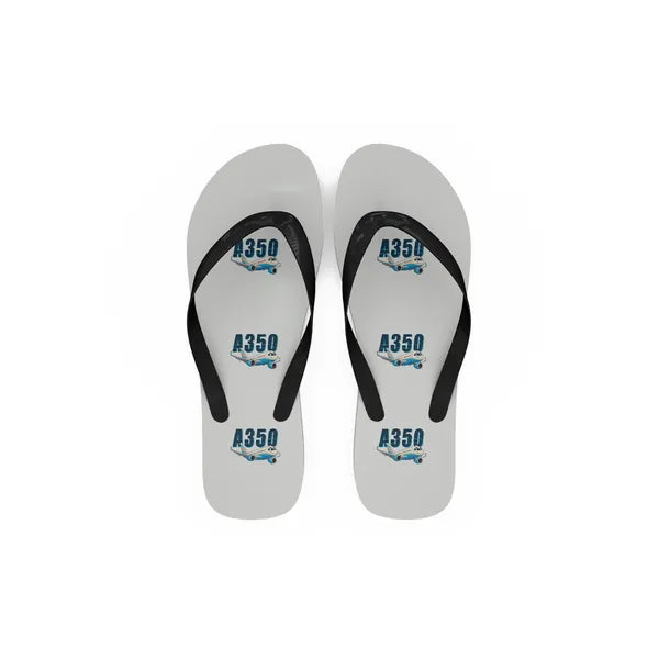 Airbus A350-900 - Slippers - Flip Flops - Cartoon Pattern - White