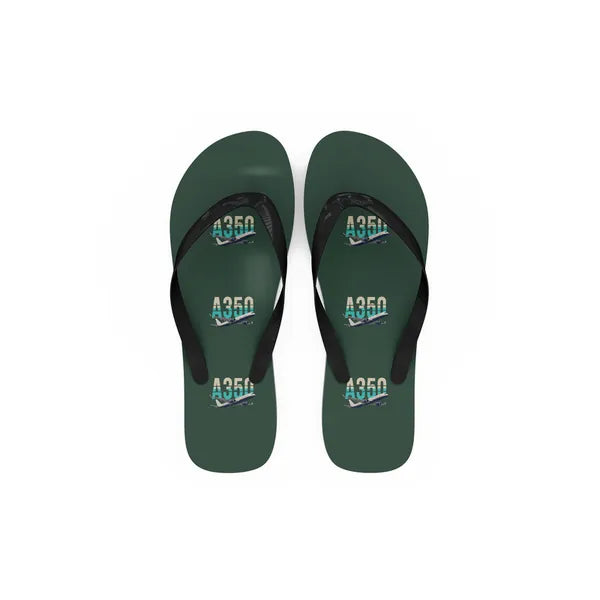 Airbus A350-900 - Slippers - Flip Flops - Original Pattern - Dark Green