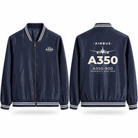 Thumbnail for Airbus A350-900 Stylish Jackets - Baseball Collar - Heritage - Navy Blue