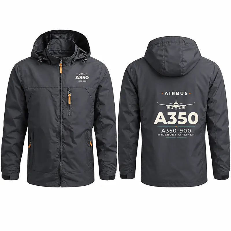 Airbus A350-900 Stylish Jackets - Hooded Windbreaker - Heritage - Charcoal