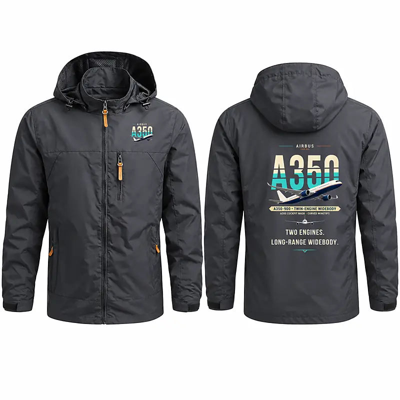 Airbus A350-900 Stylish Jackets - Hooded Windbreaker - Original - Charcoal