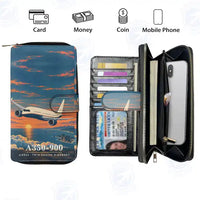 Thumbnail for Airbus A350-900 Leather Wallets - Zip Long Wallet - 3D
