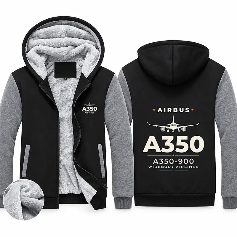 Airbus A350-900 Zipped Sweatshirts - Heritage - Black & Gray