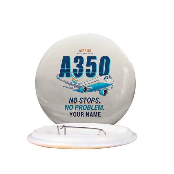 Airbus A350-900ULR - Cartoon + Name - Pin - Beige