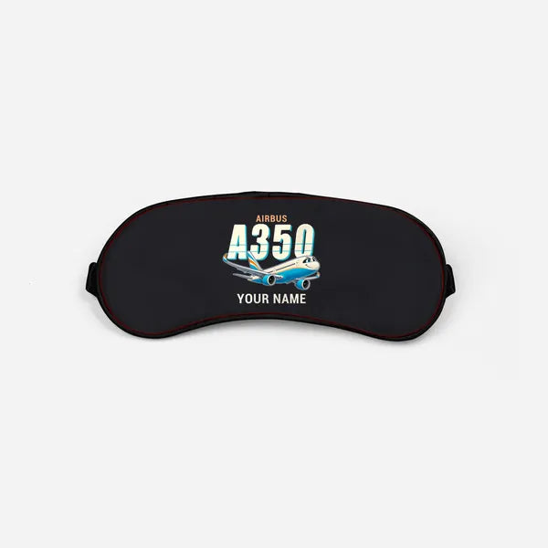 Airbus A350-900ULR - Cartoon + Name - Sleep Mask - Black