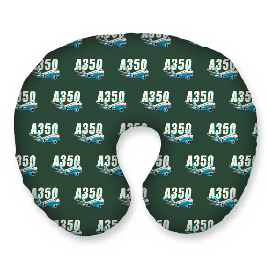 Airbus A350-900ULR - Cartoon Seamless - Travel Pillow - Alpine Green