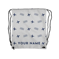 Thumbnail for Airbus A350-900ULR - Drawstring Bag - 3D Pattern + Name - Light Gray