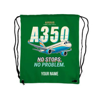 Thumbnail for Airbus A350-900ULR - Drawstring Bag - Cartoon + Name - Green