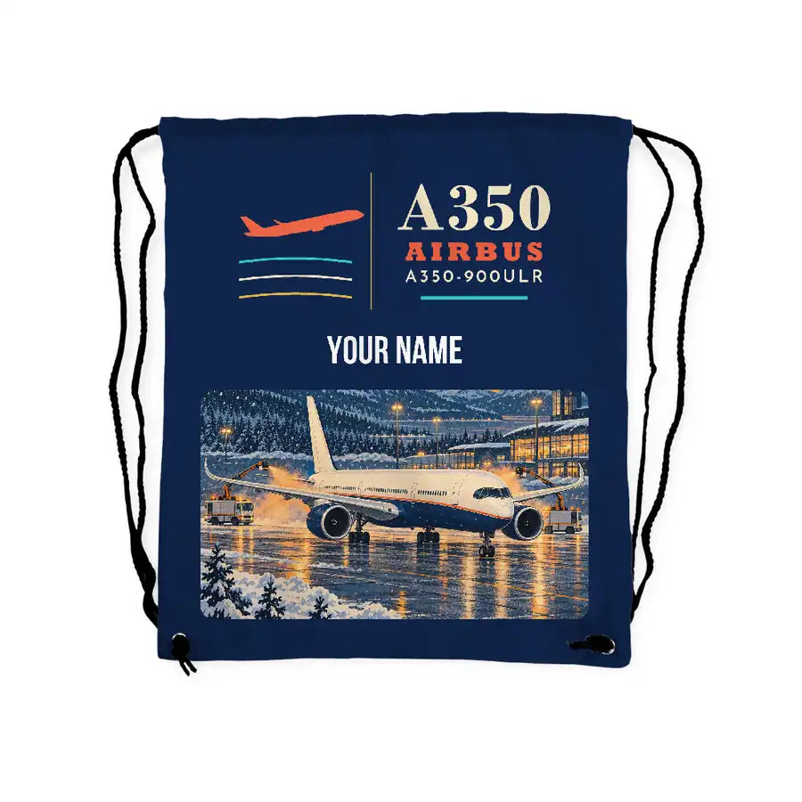 Airbus A350-900ULR - Drawstring Bag - Classic + Name - Dark Blue