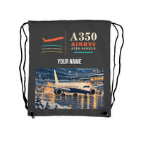 Thumbnail for Airbus A350-900ULR - Drawstring Bag - Classic + Name - Gray