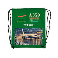 Thumbnail for Airbus A350-900ULR - Drawstring Bag - Classic + Name - Green