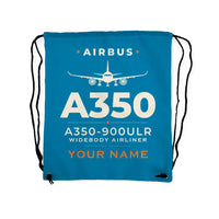 Thumbnail for Airbus A350-900ULR - Drawstring Bag - Heritage + Name - Light Blue