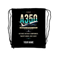 Thumbnail for Airbus A350-900ULR - Drawstring Bag - Original + Name - Black
