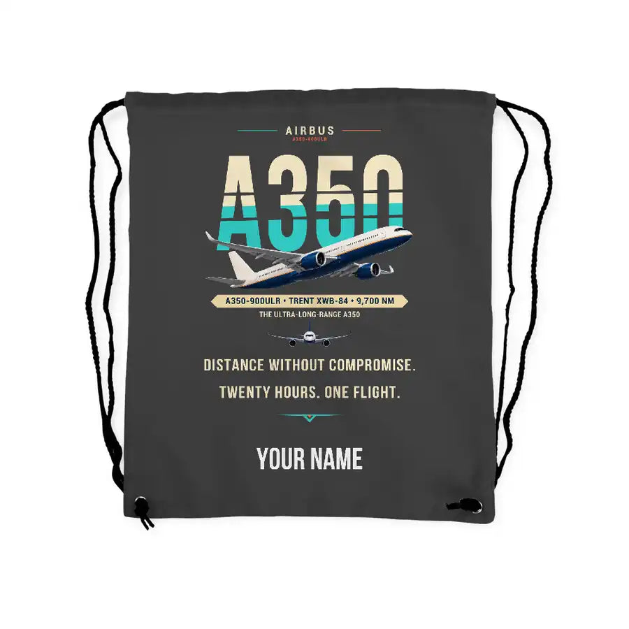 Airbus A350-900ULR - Drawstring Bag - Original + Name - Gray