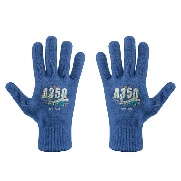 Airbus A350-900ULR - Gloves - Full - Cartoon + Name - Blue