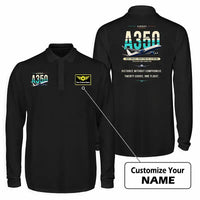 Thumbnail for Airbus A350-900ULR Premium Polo T-Shirts - Original + Name - Long Sleeve - Black