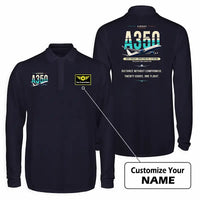 Thumbnail for Airbus A350-900ULR Premium Polo T-Shirts - Original + Name - Long Sleeve - Dark Blue