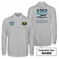 Thumbnail for Airbus A350-900ULR Premium Polo T-Shirts - Original + Name - Long Sleeve - Gray
