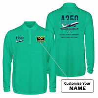 Thumbnail for Airbus A350-900ULR Premium Polo T-Shirts - Original + Name - Long Sleeve - Green