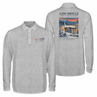 Thumbnail for Airbus A350-900ULR Premium Polo T-Shirts - Poster - Long Sleeve - Gray