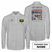 Thumbnail for Airbus A350-900ULR Premium Polo T-Shirts - Poster + Name - Long Sleeve - Gray