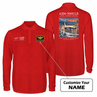 Thumbnail for Airbus A350-900ULR Premium Polo T-Shirts - Poster + Name - Long Sleeve - Red