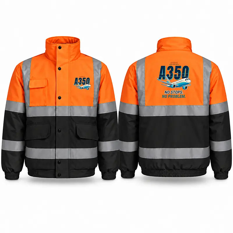 Airbus A350-900ULR Reflective Winter Jackets - Cartoon - Orange & Navy