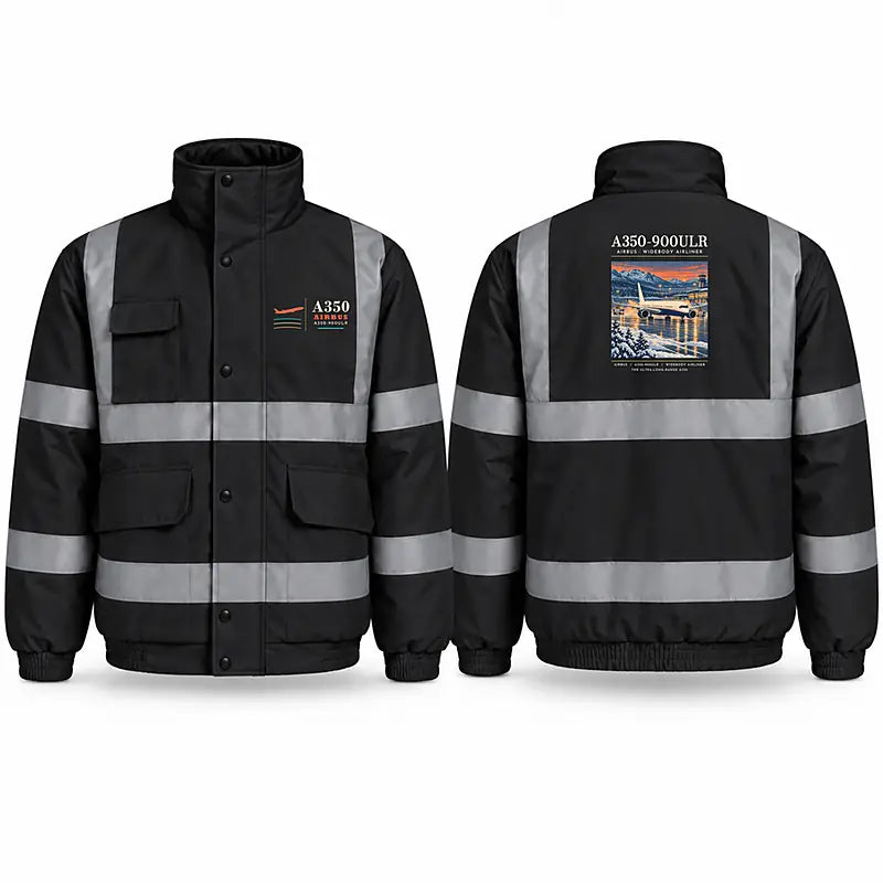 Airbus A350-900ULR Reflective Winter Jackets - Poster - Black